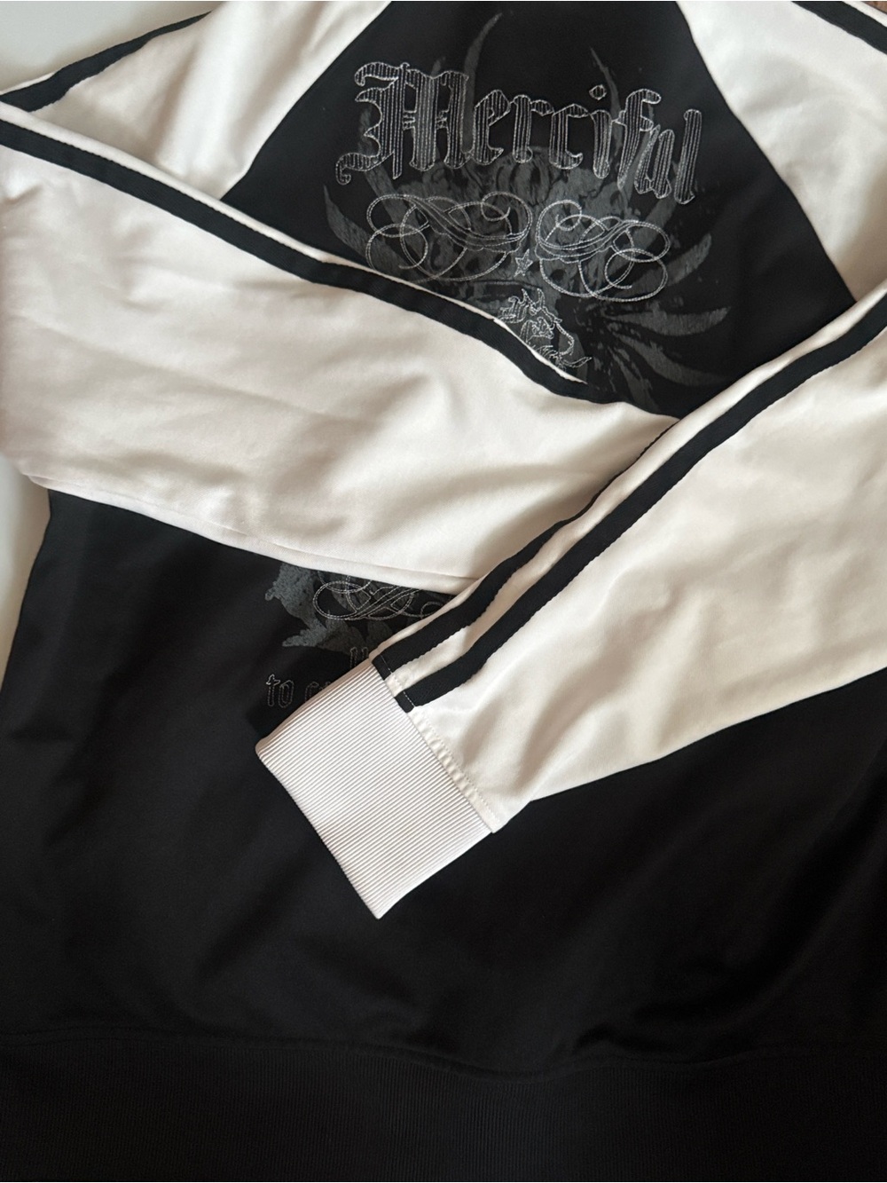 Express Black and White Men's Crewneck with Graphic Detail